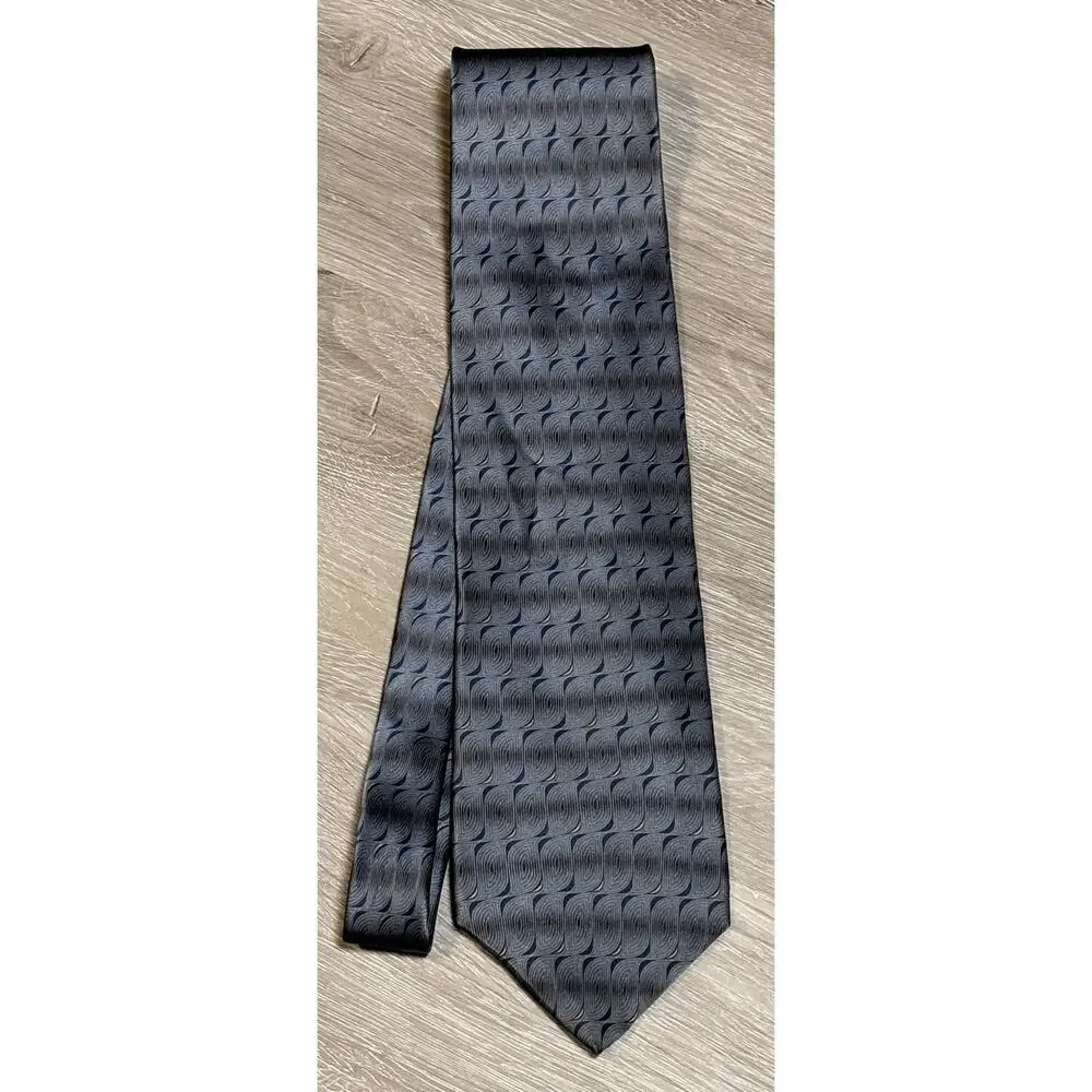 Bill Blass Black Label Men's 100% Silk Geometric Necktie Blue Gray 61